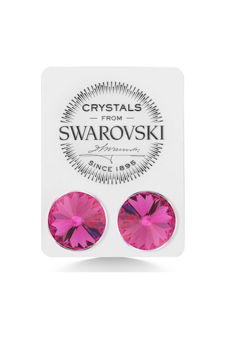 Union Swarovski Crystal Kadın Fuchsia Taşlı 12mm Çivili Gümüş Kü Union Swarovski Crystal Kadın Fuchsia Taşlı 12mm Çivili Gümüş Kü