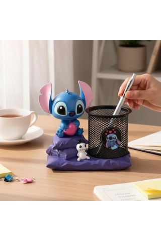 Stitch Figürlü Kalemlik Ve Masaüstü Organizer Dekoratif Metal Kalem Tutucu Diğer