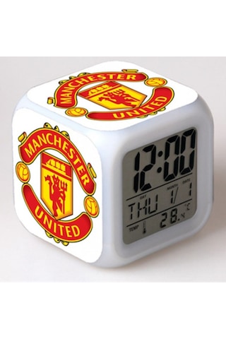 7 Renkli Led Kare Dijital Saat - Beyaz, Alarmlı, 7 Renk Değişimi, 12/24 Saat Formatı, Kaliteli Noel Hediyesi