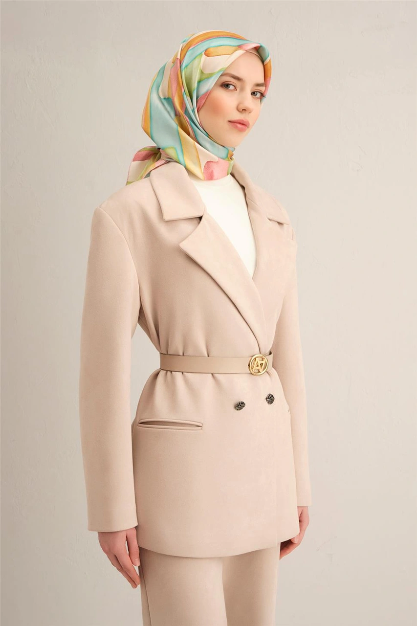 Armine Soyut Desenli Saf İpek Twill Eşarp 9306d 37 Çok Renkli