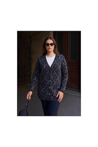 Onno Style Women Kalp Desenli Klasik Triko Düğmeli Ceket Lacivert Onno Style Women Kalp Desenli Klasik Triko Düğmeli Ceket Lacivert