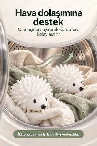 Çamaşır Kurutma Topu Tüy Toplayıcı Ve Kırışık Önleyici Beyaz