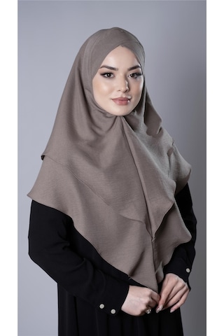Vizon Pratik Hazır Geçmeli Tesettür Eşarp Pamuk Caz Kumaş Çift Katlı Çapraz Hijab 2304 10