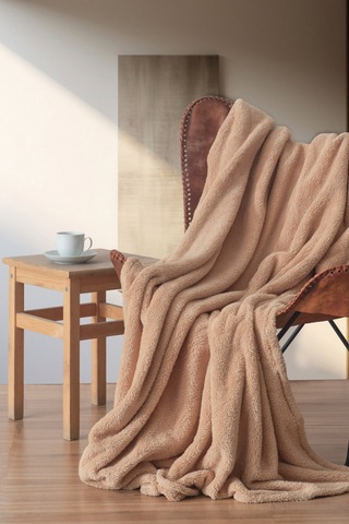 Wellsoft Tv Battaniyesi Peluş Polar Ultra Yumuşak Battaniye 140x170 Cm Bej