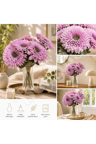 Yapay Çiçek Kasımpatı Buketi 49 Cm Lila