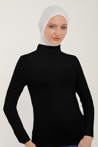 Sonbaharmoda Kadın Uzun Kollu Yarım Balıkçı Yakalı Penye Likralı Body - Siyah Siyah