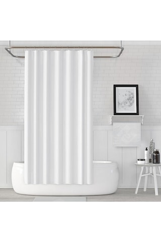 Beyaz Polyester Kumaş Büyük Boy Banyo Perdesi 240x200cm Yerli Üre Çok Renkli