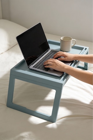 Katlanabilir Yatak Üstü Keyif Sehpası Laptop & Kahvaltı Sehpası 56 36 Cm Mavi