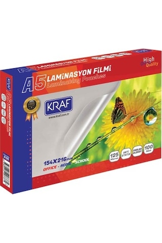 Kraf Laminasyon Filmi A5 100 Adet 125 Mikron Kraf Laminasyon Filmi A5 100 Adet 125 Mikron