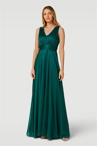 Neşeli Butik Kadın Zümrüt Yeşili Yaka Simli Tül Abiye Elbise Nbs9223 Zümrüt Yeşili