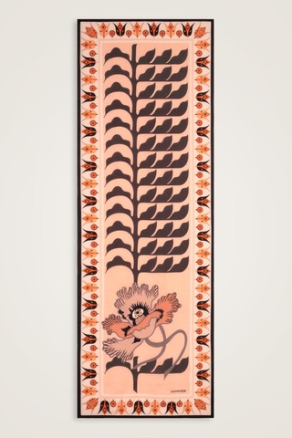 İmannooor Kufi Gri-somon Floş Pamuk Şal 70x210