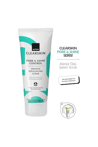 Clearskin Pore & Shine Control Smooth Yüz İçin Arındırıcı Scrub 75 Ml. Üçlü Paket