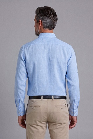 Bisse Mavi Regular Fit Cepsiz Uzun Paşa Yaka Gömlek Gmktn261086 35
