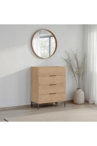 Oryana 4 Çekmeceli Şifonyer - Florida Meşe 80x104x44 Cm Kahverengi