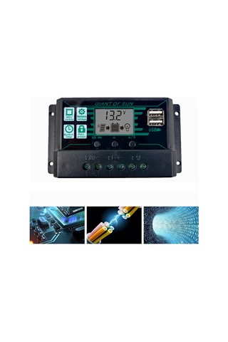 Mufunye 100a Siyah Güneş Kontrol Cihazı Mppt/pwm Otomatik Şarj, Lcd Ekran, İki Usb, Tam Koruma Özellikleri, 12/24v Uyumlu