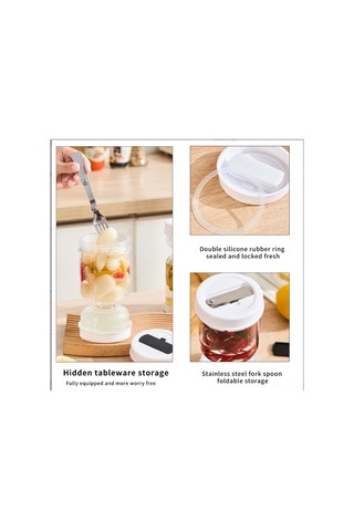 Aubyhe Beyaz Plastik 800ml Gıda Depolama Kavanozu, Islak-kuru Ayırıcı Filtre, Katlanabilir Çatal, Görünür Kapaklı, Mutfak Tuzlama Ve Su Ayırma Kabı Beyaz