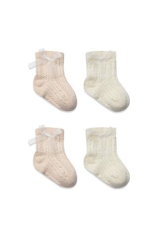 Erturkstore Fiyonklu Penye Soket Çorap 2li 10149 Somon Çok Renkli