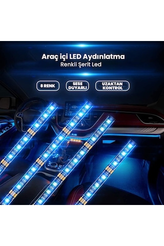 Araç Içi Aydınlatma Kumandalı Müziğe Duyarlı 9 Led Ayak Altı Led (227587912)