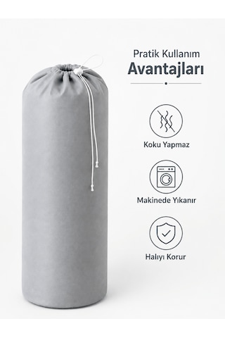Beylini 40x125 Halı Hurcu Yolluk Sığar Lastikli Nefes Alabilir Kokmaz Tela Lastikli Halı Kılıfı Poşeti Ambalajı Taşınma Yastık Saklama Torbası Gri 6 Adet