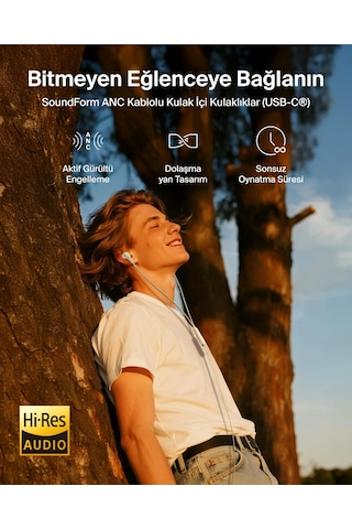Belkin Soundform Anc Usb-c Bağlantılı, Mikrofonlu Kulakiçi Kablolu Kulaklık, Beyaz