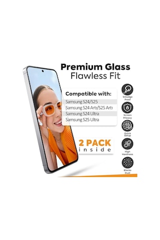 Ayrex Samsung S25/s24 Uyumlu Ekran Koruyucu - 9h Temperli Cam, Hd Şeffaf, 2'li Paket