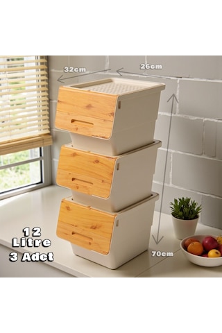 Technow Motek Bambu Kapak Çok Amaçlı Tekerlekli Banyo Düzenleyicisi 12x3 Lt Krem-bambu
