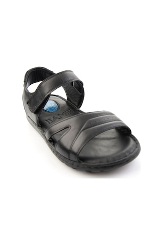 Siyah Hakiki Deri Erkek Sandalet E05437184903