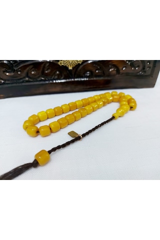 Omari Usta Havşalı Fıçı Kesim Sıkma Kehribar Tesbih 9x9