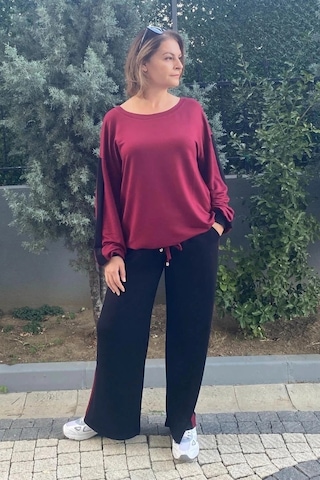 Mia Butik Büyük Beden Bordo Mehita Eşortman Takım Bordo