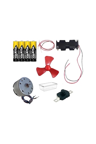 Kutulu Dc 6v Güçlü Hobi Oyuncak Motoru Pervane Anahtar Pil Öğrenci Elektrik Motor Deney Seti