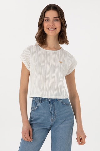 U.S. Polo Assn. Kadın Beyaz Crop Bisiklet Yaka Tişört 50299812-VR013