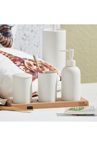 Mat Beyaz 5'li Kutulu Banyo Seti Beyaz