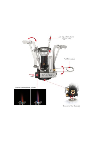 Ximistore9 Kamp Stovu Mini Taşınabilir, Elektrikli Alevle Kombine, Paslanmaz Çelik Ve Alüminyum Alaşımlı, Siyah Siyah
