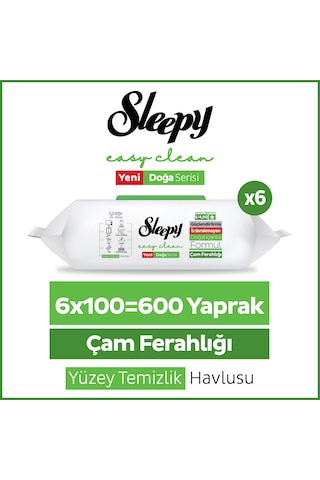 Sleepy Pine Yüzey Temizlik Havlusu Mendili Çam Ferahlığı 6x100 (600 Yaprak)