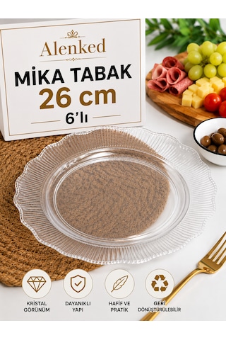 Kristal Organizasyon,sunum Mika Tabak 26 Cm 6'lı Şeffaf Kristal Organizasyon,sunum Mika Tabak 26 Cm 6'lı Şeffaf