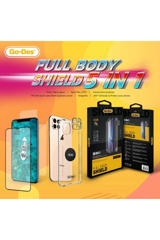 Go-Des Apple Uyumlu iPhone 8 Plus Ön Arka Koruma Go Des 5 in 1 Full Body Shield ZORE-216961 Siyah