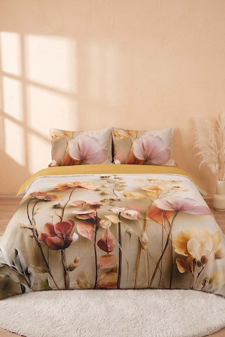 Gold Eloni 3d Flower Çift Kişilik Nevresim Takımı 4 Parça