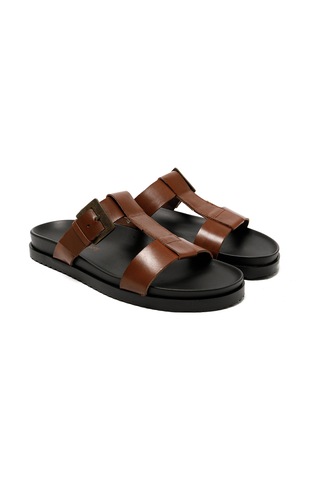The Sandals Factory Brown Sandalet Erkek M7927 The Sandals Factory Leather Upper Sandals Brown