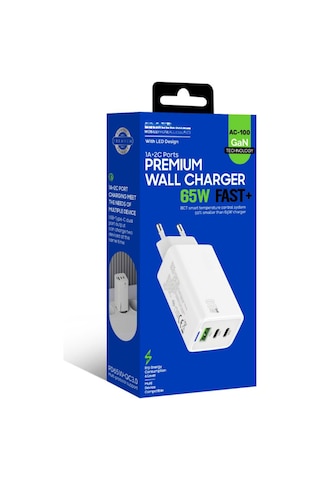 Hızlı Şarj Aleti Premium Wall Charger 65w Fast+ 18w Usb 20wtypec 65wtypec 3 Girişli Ac-100