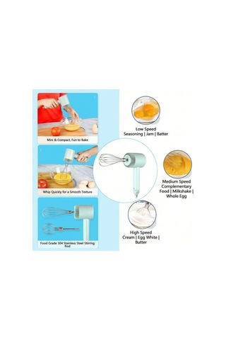 Jialan Usb Şarj Edilebilir Mını Ev Akülü Elektrikli El Mikseri, Yeşil