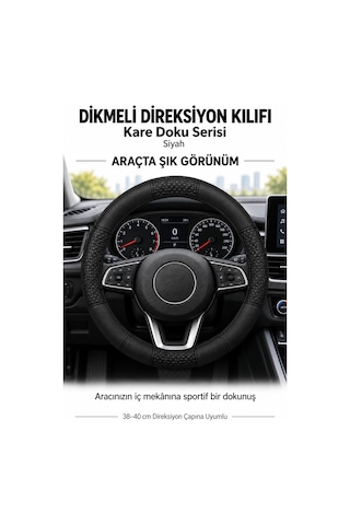 Trobus Mercedes-benz Gle 2019-2025 Uyumlu Dikmeli Direksiyon Kılıfı Kare Doku Siyah