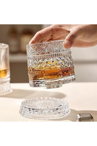 360 Derece Dönen Bardak 280 Ml Kristal Cam Şeffaf
