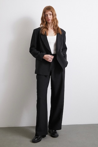 Never More Bel Detaylı Wide Leg Pantolon Siyah Siyah