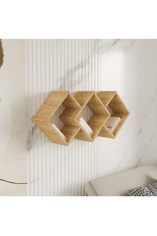 Galaxy Duvar Rafı Ahşap Siyah - Safir Meşe Safir Meşe