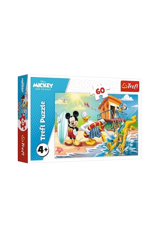 Trefl Mickey Mouse Ve Arkadaşları Plaj Eğlencesi Puzzle 60 Parça - 4 Yaş Üstü Eğitici Çocuk Yapboz