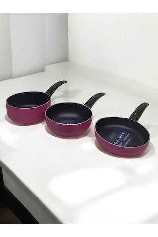 Doremcy Teflon 3'lü Sos Ve Sütlük Takımı Sos Tavası Sütlük Mini Sos Pembe
