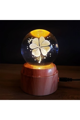 Dekoratif Usb Li Yonca Tasarımlı Dönen Cam Küre Çok Renkli