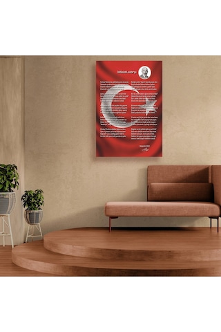 İstiklal Marşı Ve Türk Bayrağı Kanvas Tablo