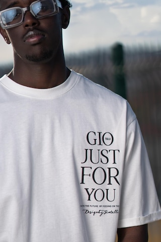 Bisiklet Yaka Lu Baskılı Oversize Geniş Model T-Shirt Beyaz