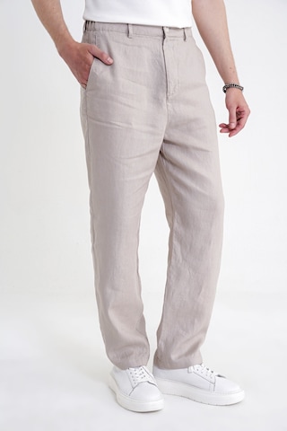 Oversize Kalıp Yan Cep Beli Lastikli Taş Keten Pantolon P 1216